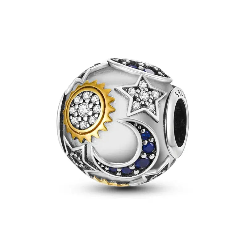 S925 Silver Perfume Bottle Charm Beads With Stars Moon Sun And Four Leaf Clover For Original Bracelet DIY Jewelry Making