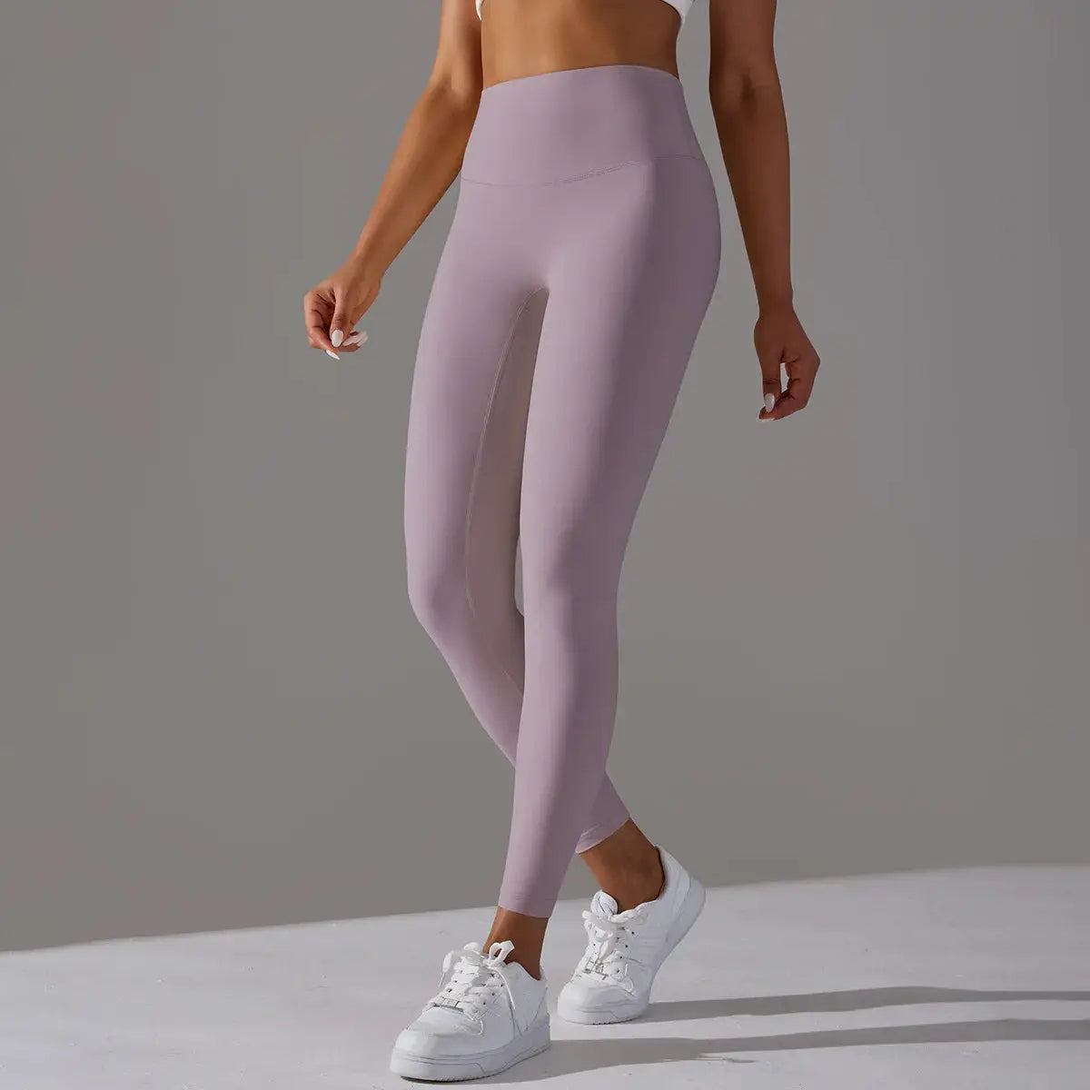 High-waist naked feeling leggings for women, lavender color, gym/yoga fitness wear