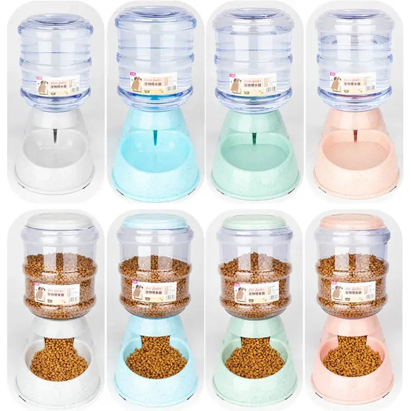 Large Capacity Pet Feeder Bowls For Dogs And Cats Automatic Water Dispenser And Dual Food And Water Compartments