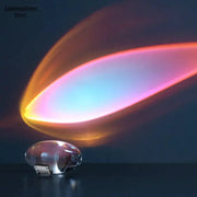 Egg-shaped crystal LED table lamp with rainbow projection for bedroom decor.