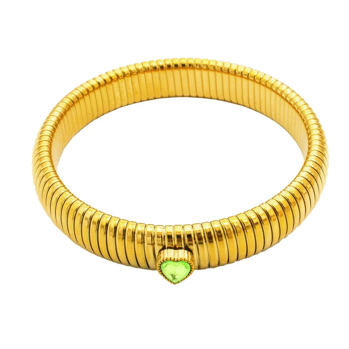 Waterproof Stainless Steel Retro Elastic Thick Metal Polish Bracelet 18K Gold Plated Unisex Jewelry For Men Women