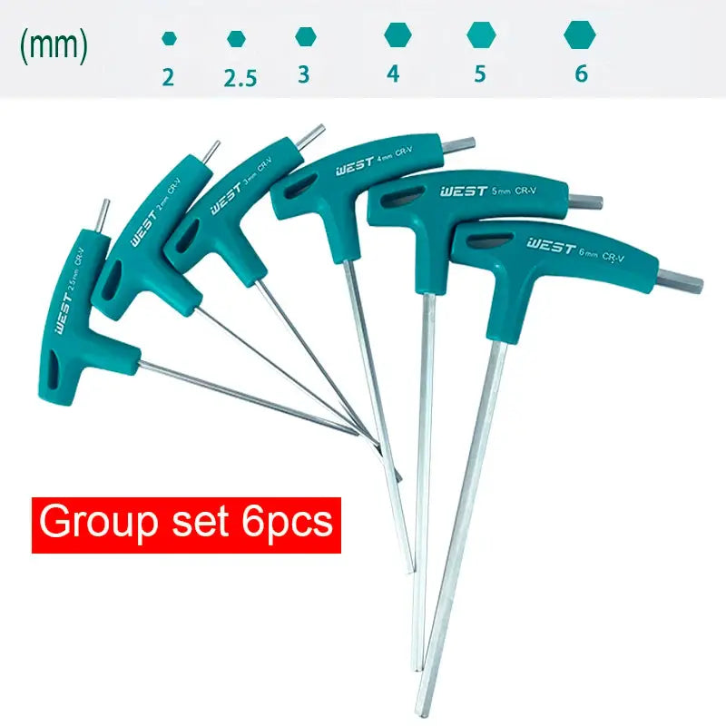 T Handle Hex Allen Key Set For Bike Repair Tools Ergonomic Grips 2mm 2.5mm 3mm 4mm 5mm 6mm 8mm