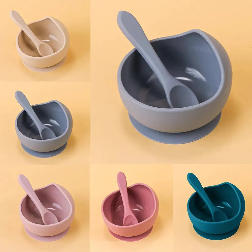 2 Piece Silicone Sucker Bowl Set For Infants And Toddlers With Strong Suction Base For Spill Free Mealtime