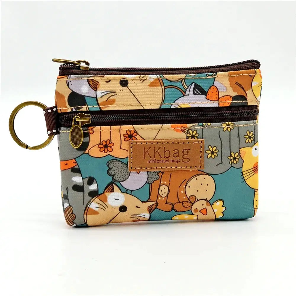 Cute Animals Wallet Zipper Purse Cartoon Patchwork Compact Lightweight Waterproof Wear Resistant Durable