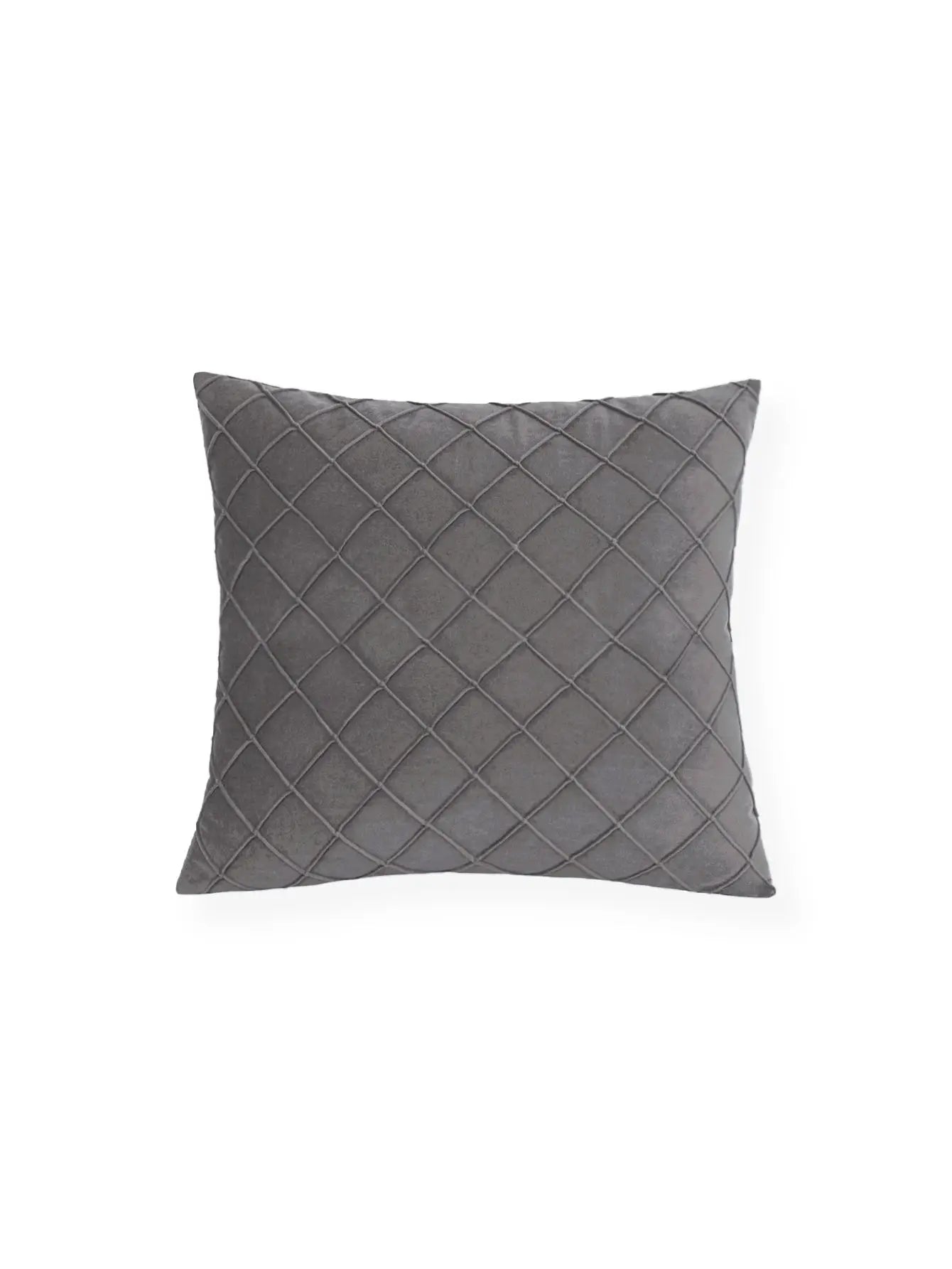 Geometric velvet cushion cover in gray with diamond quilting, 45x45cm, Simples Market