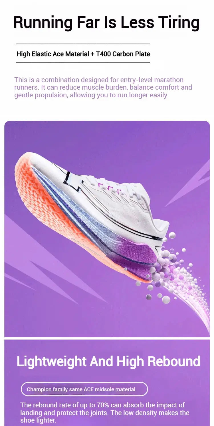 Xtep Shyft 1.0 men's running shoes, white upper with purple midsole and orange outsole