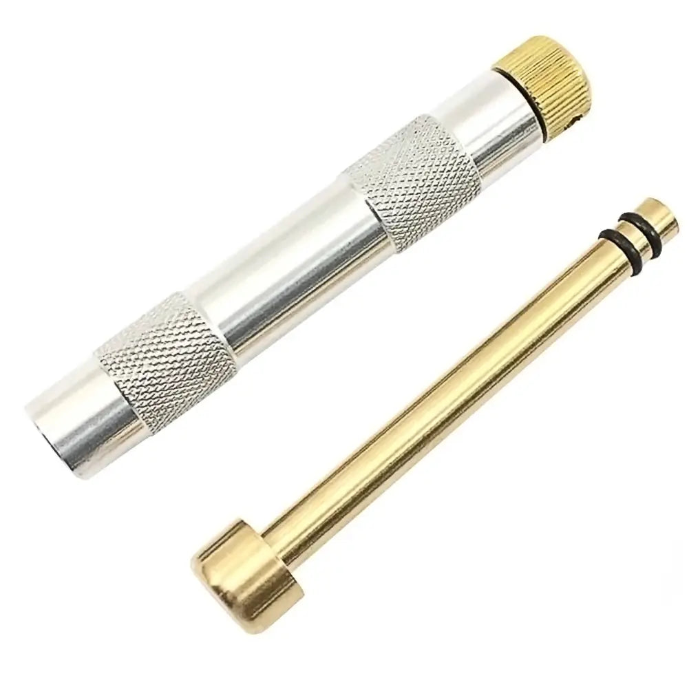 Brass emergency fire starter two-piece set: brass rod and silver compression tube by Simples Market for camping survival