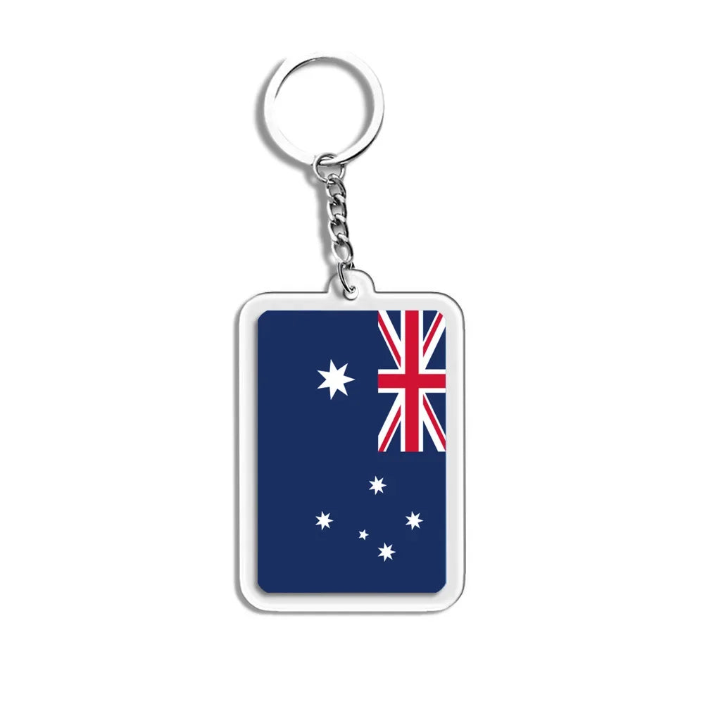 National Flags Keychain Set With Glass Inlay Ten Flags Zinc Alloy