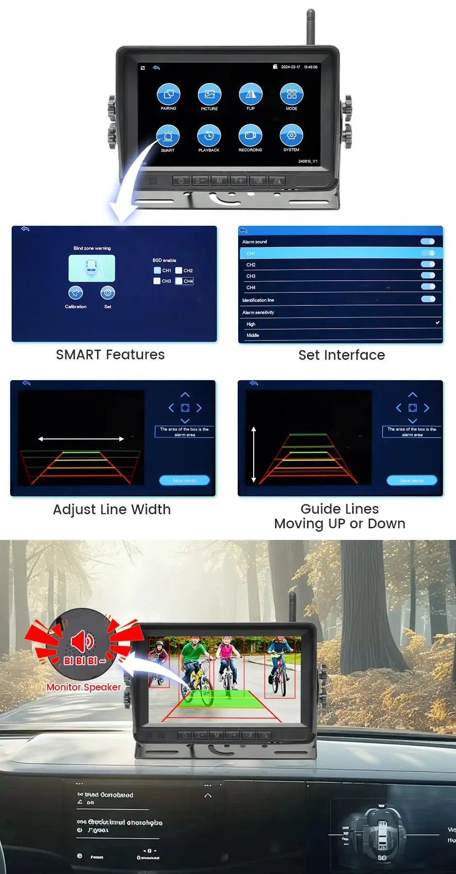 GreenYi 7-inch wireless truck DVR monitor with night vision and wifi backup camera by Simples Market