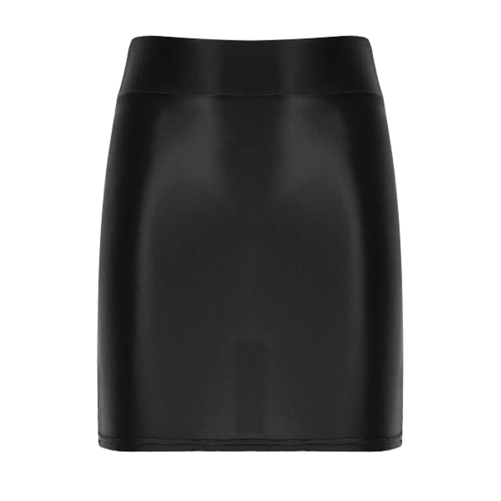 Women's glossy black patent leather mini skirt by Simples Market