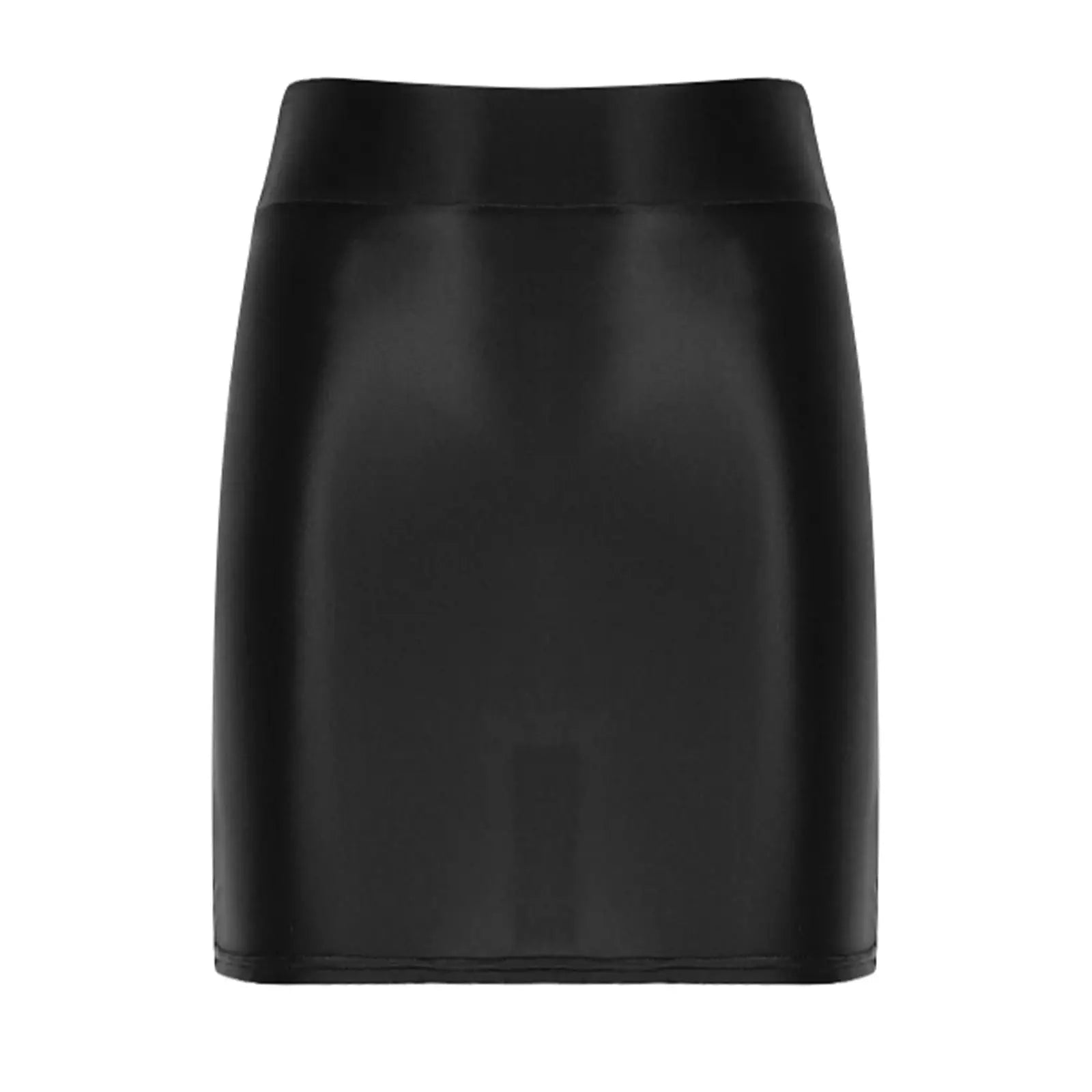 Patent leather mini skirt in black with a glossy high-shine finish