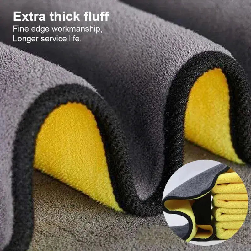 Simples Market microfiber car wash towels, extra thick yellow with dark gray edging, 30/40/60 cm