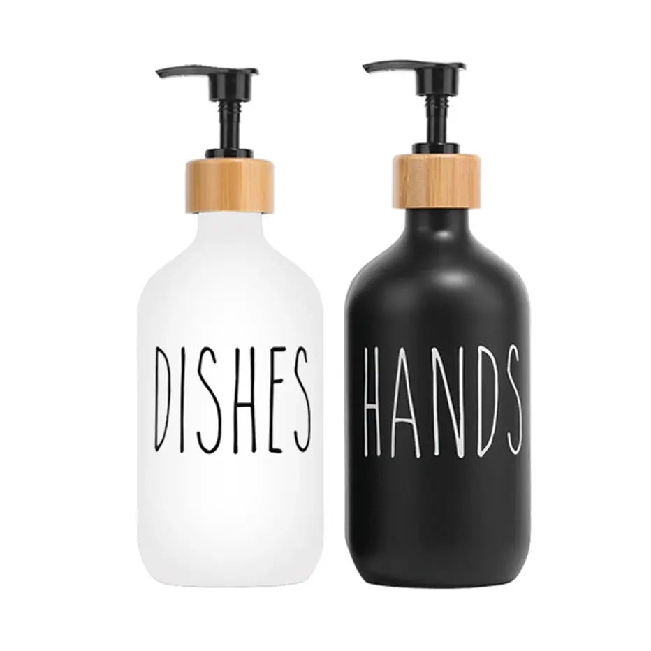 Black Dish Soap Dispenser Set for Kitchen Sink Refillable Bottles for Hand Soap and Dish Detergent
