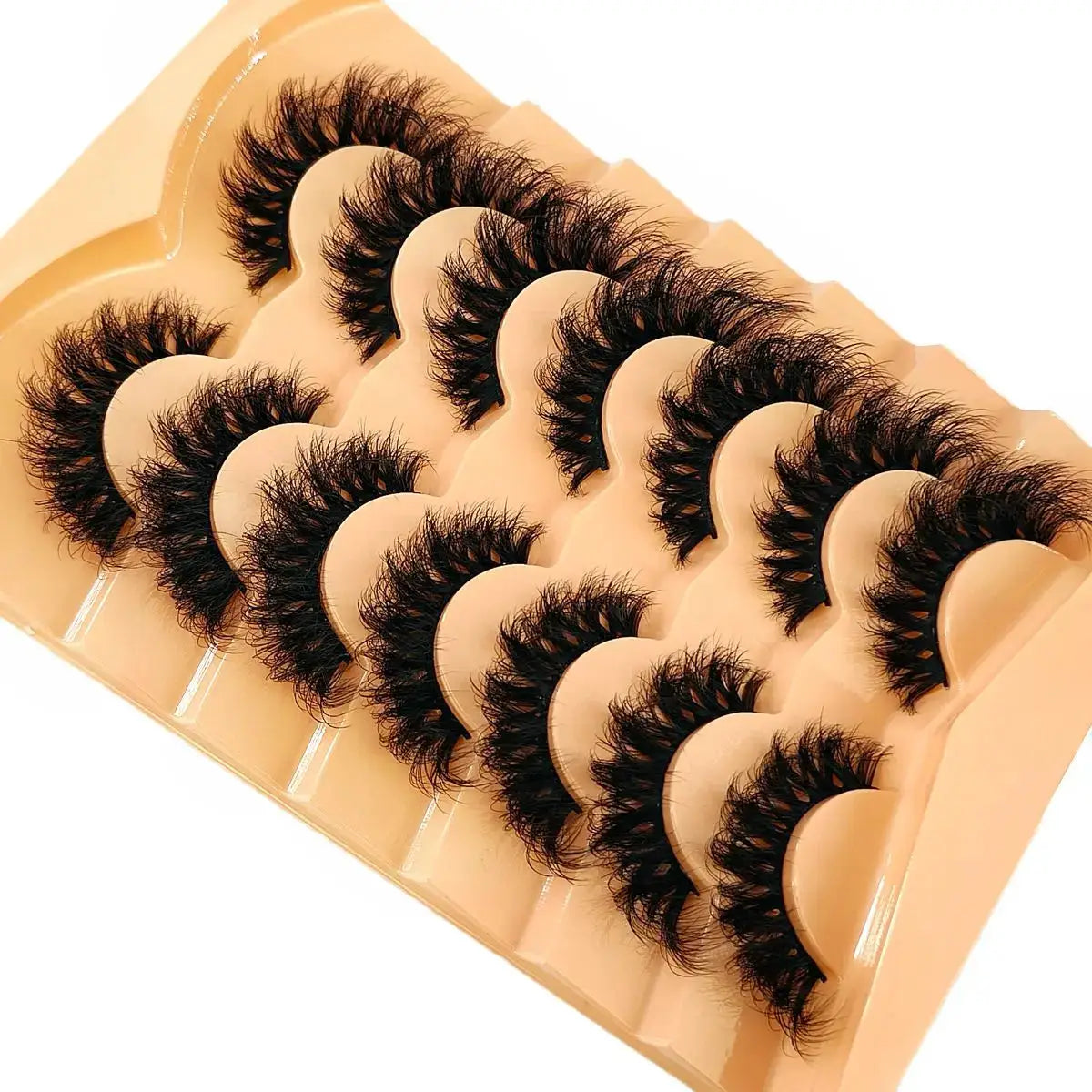 HBZGTLAD 7 Pair Faux Mink Lashes Fluffy Natural Look False Eyelashes Volume Wispy Crossed Thick Fox Eye Cat Eye