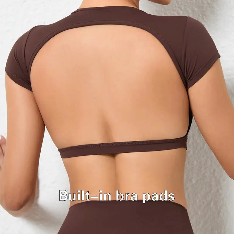Hearuisavy Sports Shirts Breathable Backless Yoga Top For Women With Nylon Spandex Comfort For Workout And Fitness