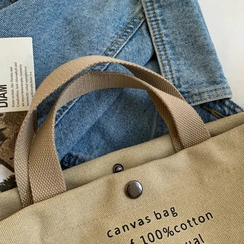 Canvas crossbody bag by Simples Market, beige cotton canvas with sturdy handles and large capacity
