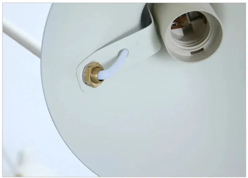 Mouille ceiling lamp pendant canopy with white cord and brass fitting