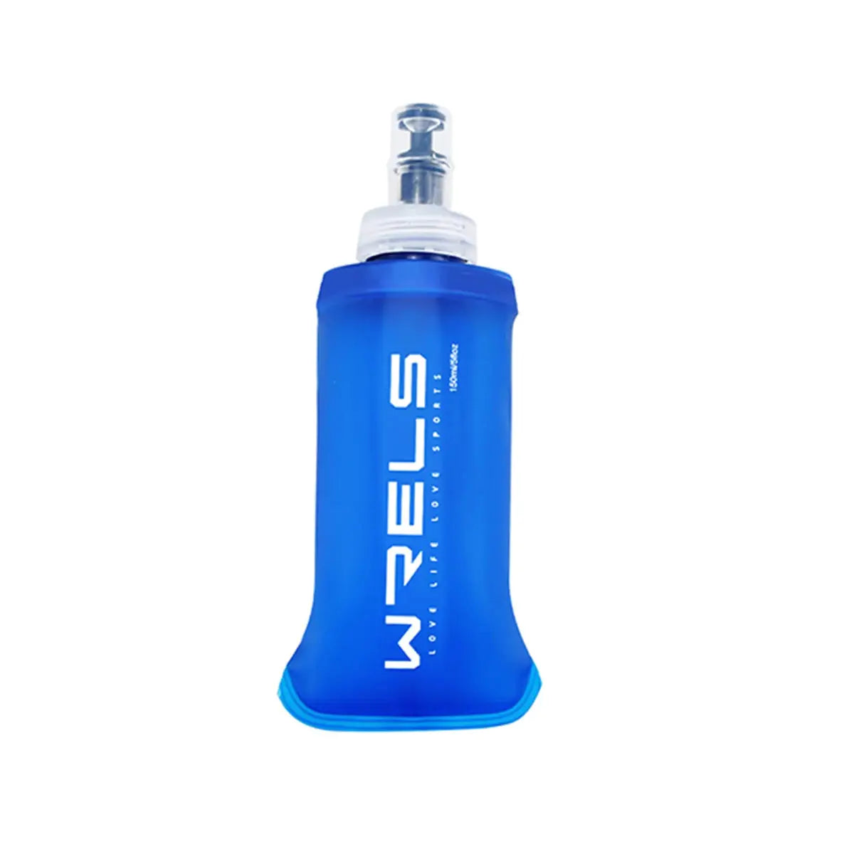 REELS blue folding water bottle, BPA-free soft hydration flask for camping