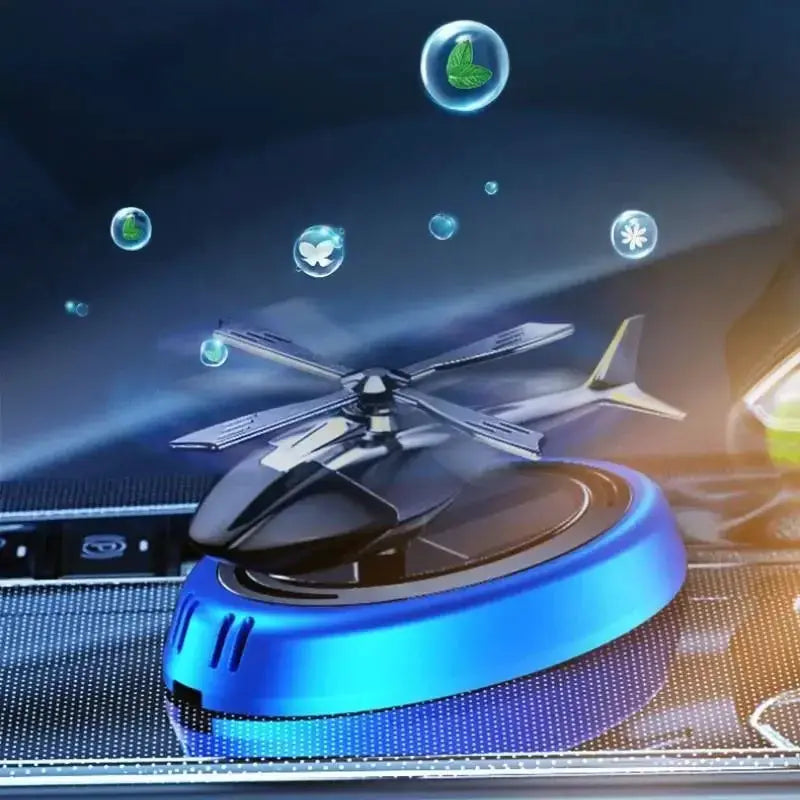 Solar Car Air Freshener Helicopter Diffuser Aromatherapy Perfume Interior Decor Rotating Solar Powered