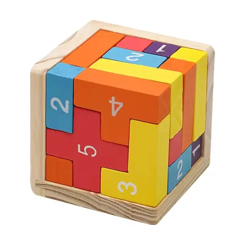 3D Luban Interlocking Cube Puzzle Wooden Educational Toy for Children Brain IQ Development and Early Learning Gift