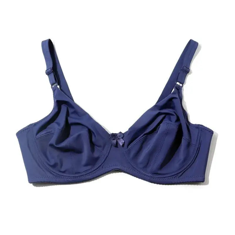 Beauwear plus-size underwire bra in blue with unlined cups and a center bow.