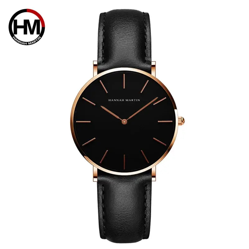 HANNAH MARTIN wrist watch with black dial and rose-gold case