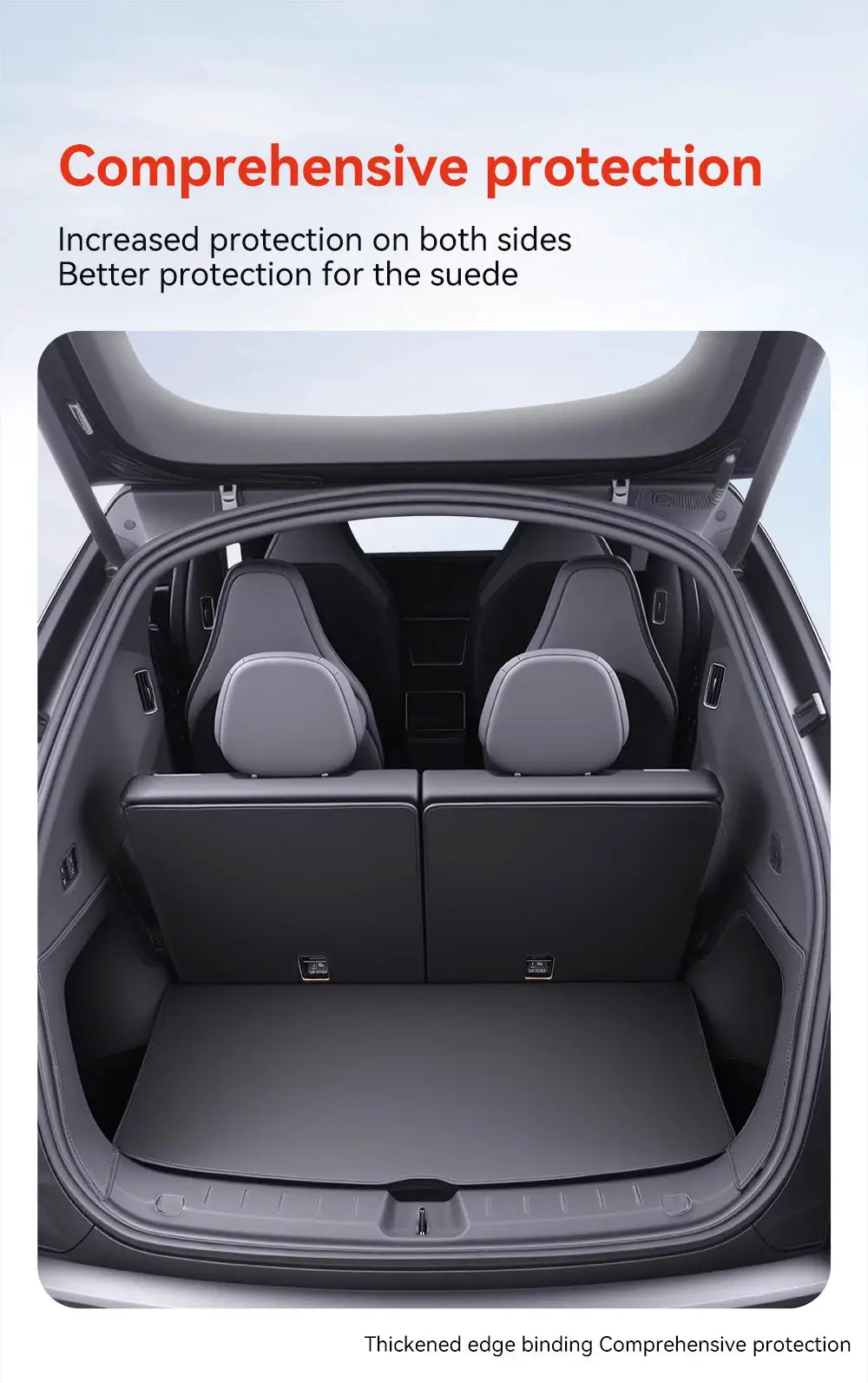 YZ trunk mat cover for Tesla Model YL Juniper 2026; Nappa leather, all-weather anti-scratch full-coverage trunk liner