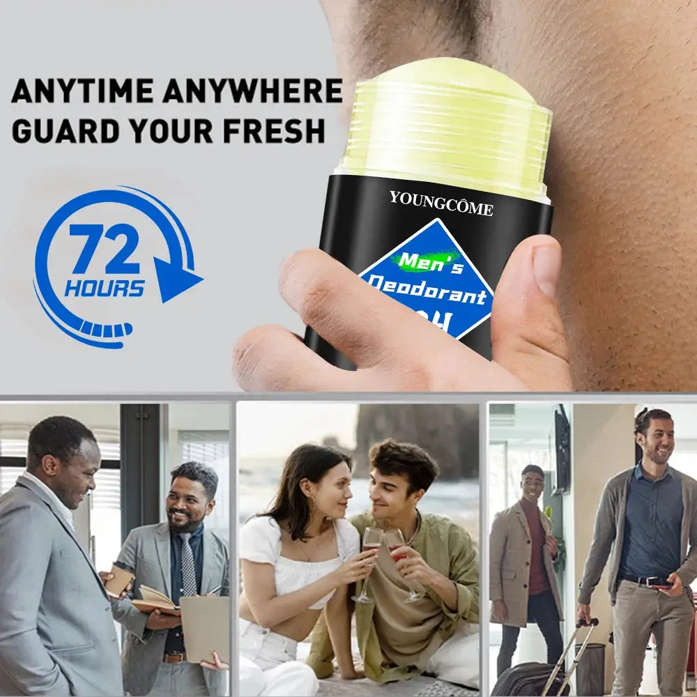 Youngcome men's deodorant stick with yellow cap, antiperspirant to prevent underarm odor and sweat