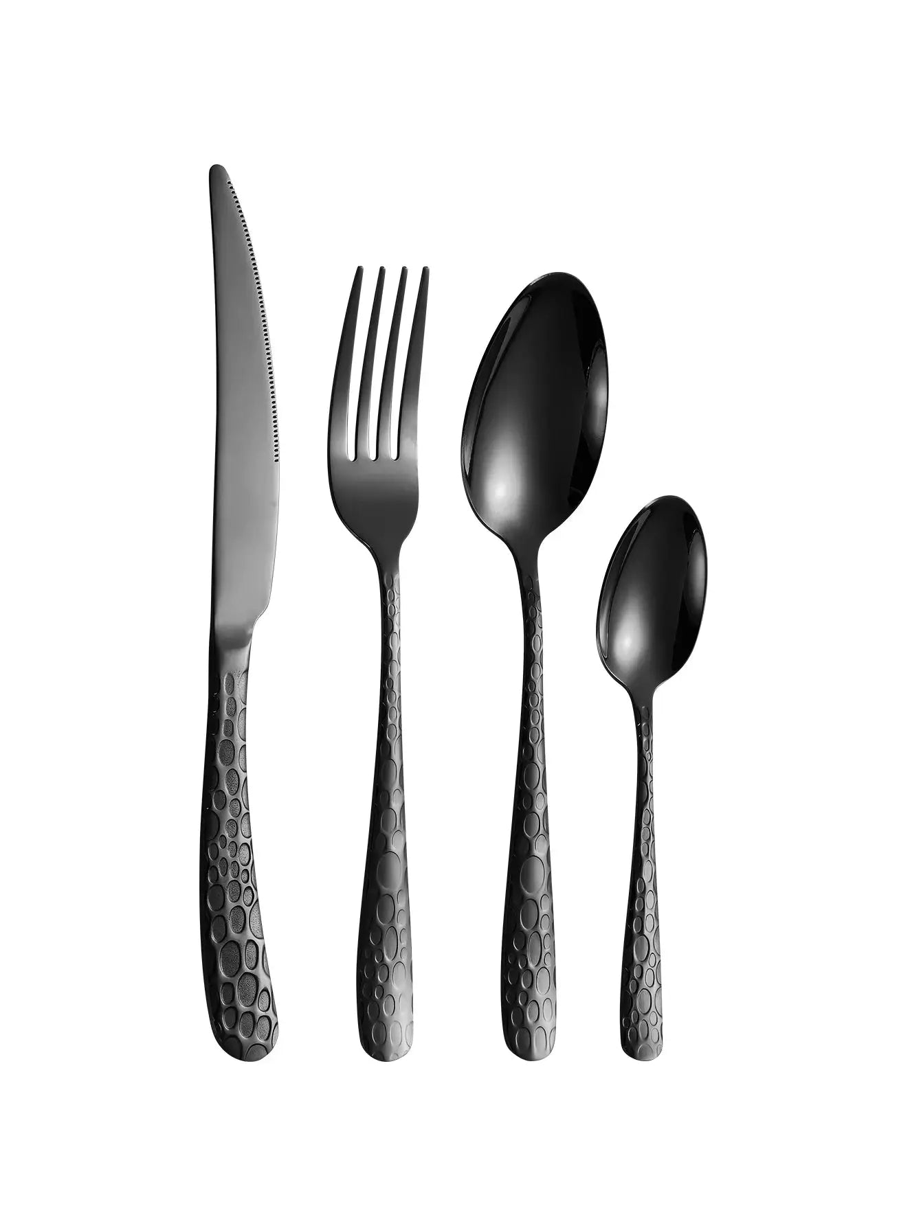 Black Stainless Steel Cutlery Set 4 6 16 24 Pieces Knife Fork Spoon For Home Kitchen Holiday Dinner Tableware