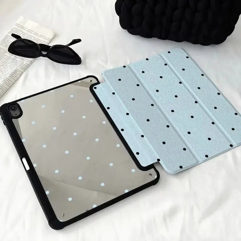 Polka Dot Pro Case Black Polka Dots Trifold Case For iPad Pro Air Mini And Standard Models With Stand Protection