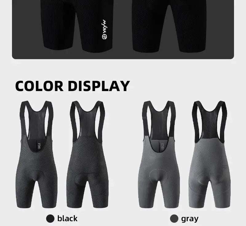 YKYWBIKE cycling bib shorts, black and gray color display, rear views with bib straps