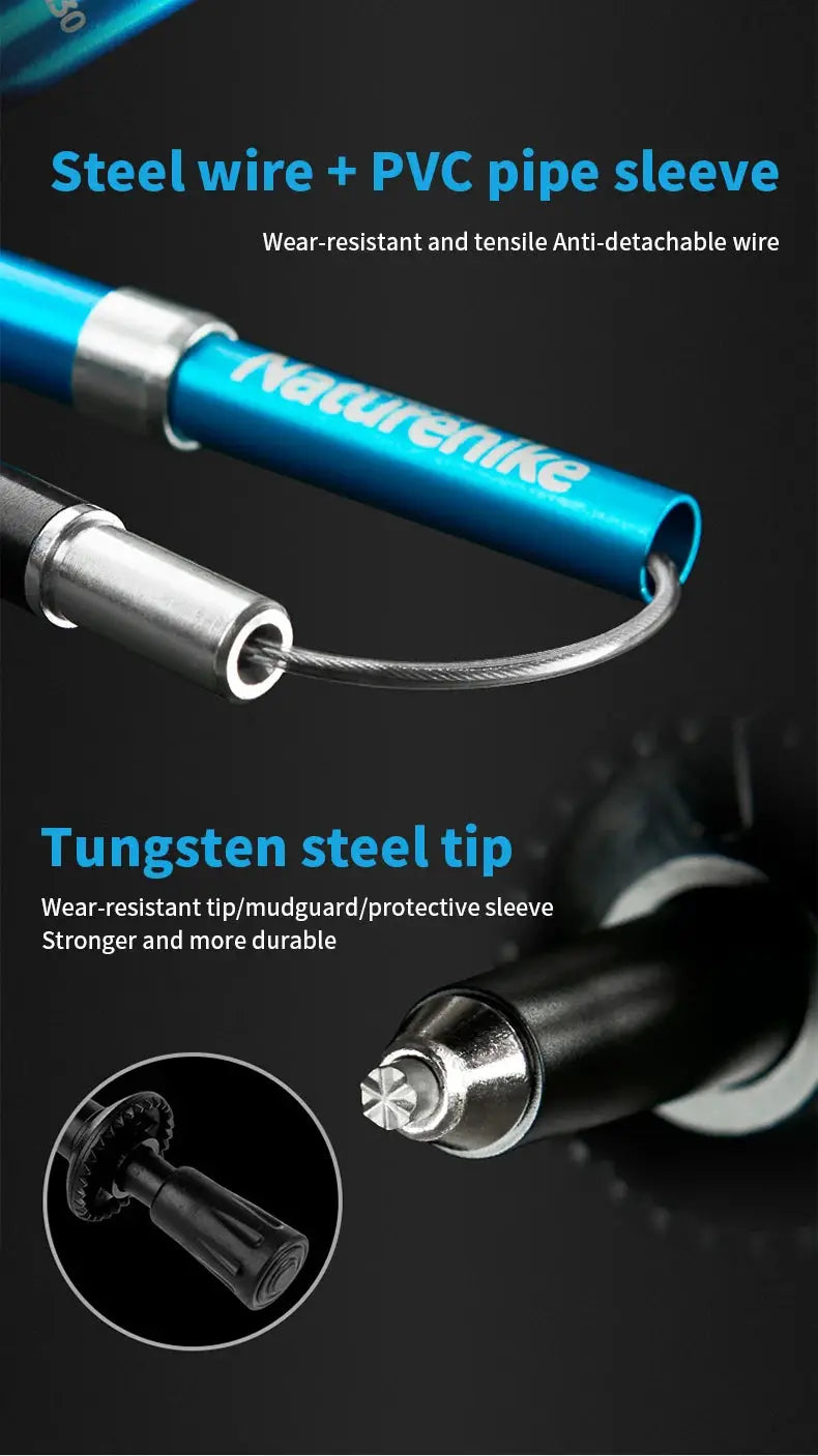 Naturehike blue ultralight trekking pole with tungsten steel tip and steel wire