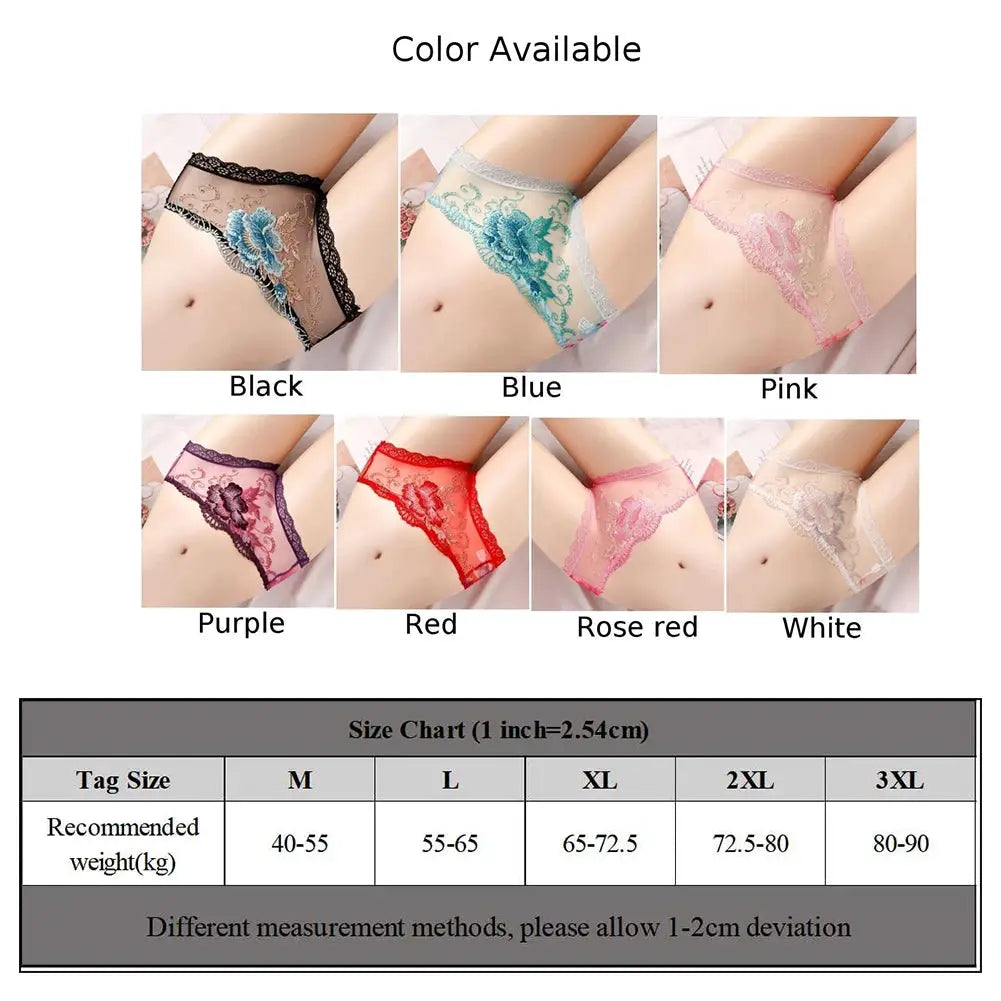 Simples Market lace briefs underwear, nylon panties in black, blue, pink, purple, red, rose red, white