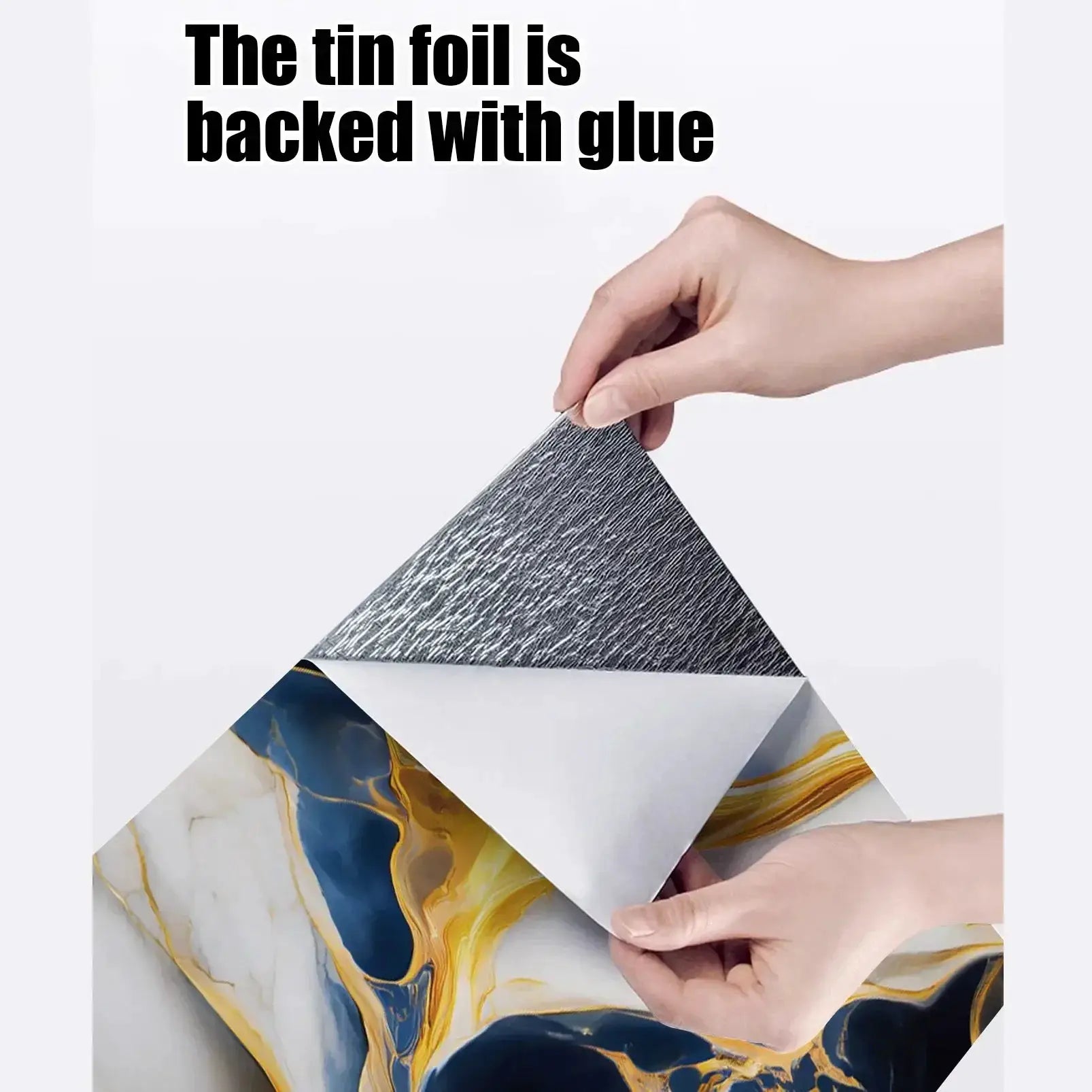Imitation marble 3D ceramic tile sticker; gray marble texture, self-adhesive, waterproof wall décor sheets (10–50 pcs)
