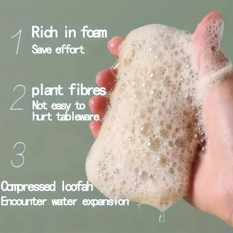 6pcs natural loofah exfoliating sponges by Simples Market; bamboo fiber body scrubbers for shower and bath