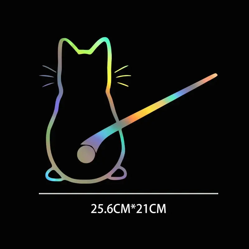 Car interior sticker featuring a rainbow gradient cat silhouette for rear window decoration