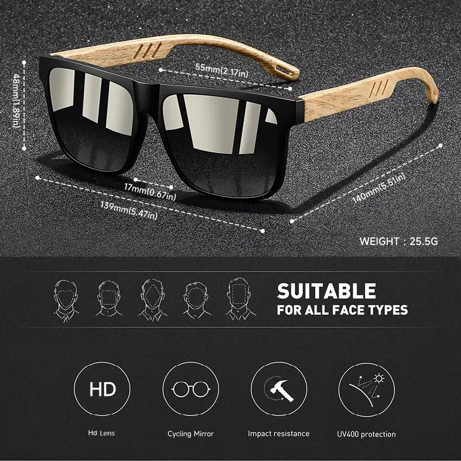 Vintage Square Frame Sunglasses Unisex UV400 Protection For Fishing And Driving Premium Outdoor Eyewear