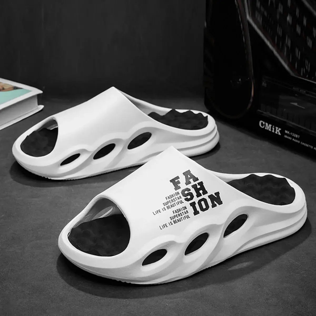 StrideFlex Mens Massage Slippers With Thick EVA Sole Non Slip Indoor Outdoor Sandals For Summer Beach
