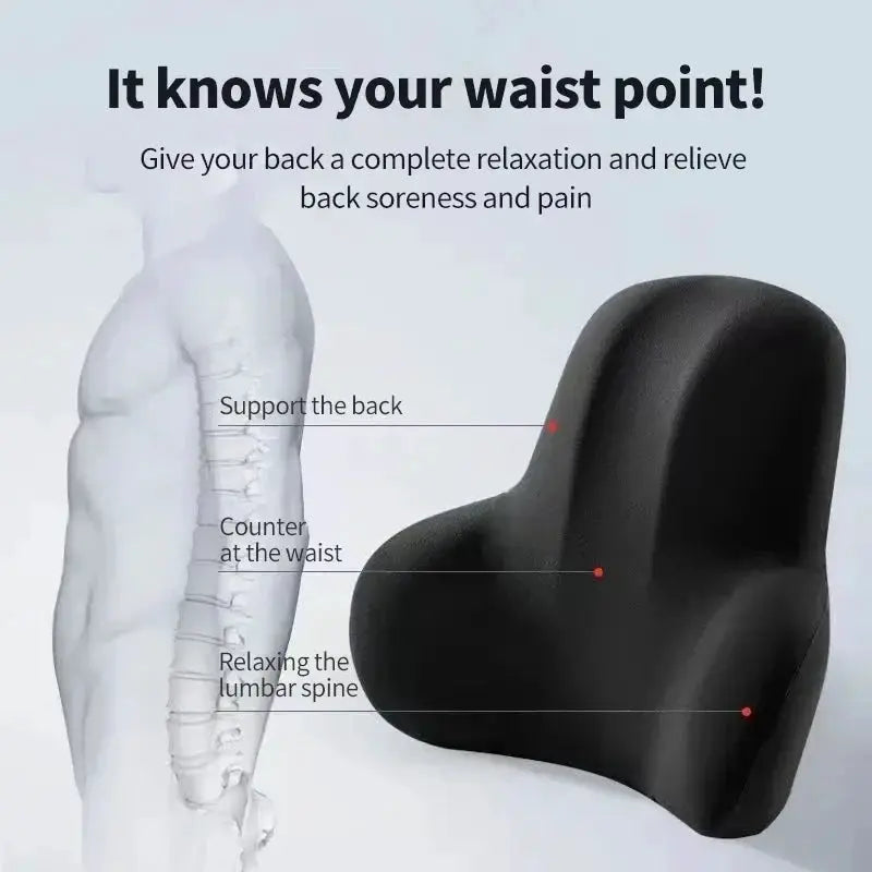 Memory foam office chair cushion with lumbar support, black washable cover by Simples Market