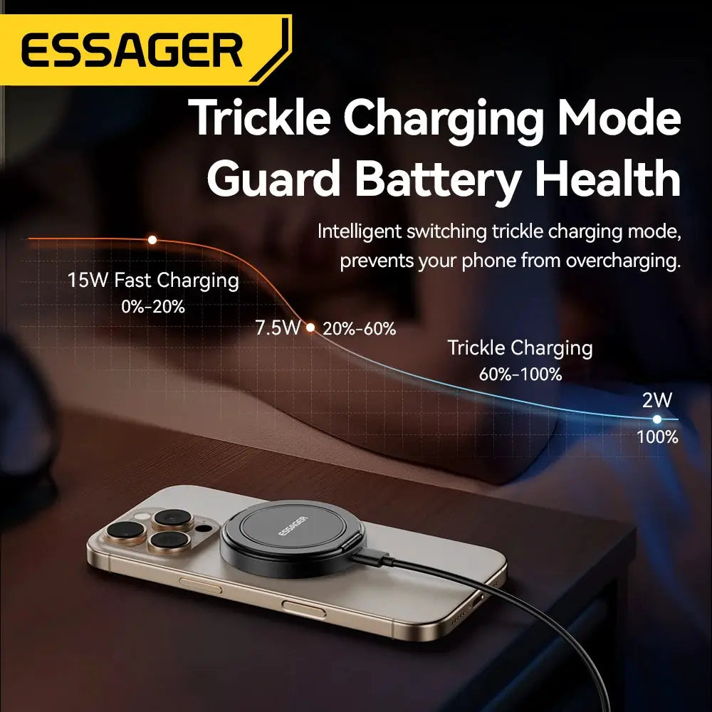 Essager Magnetic Wireless Charger With Holder 15W Fast Charging For IPhone 16 15 14 13 Pro Max AirPods Mini