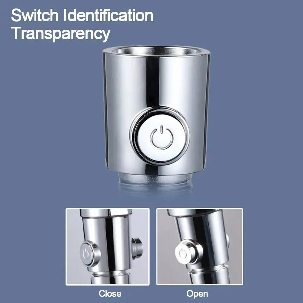 Shower head arm diverter with a single button water-control switch; chrome finish