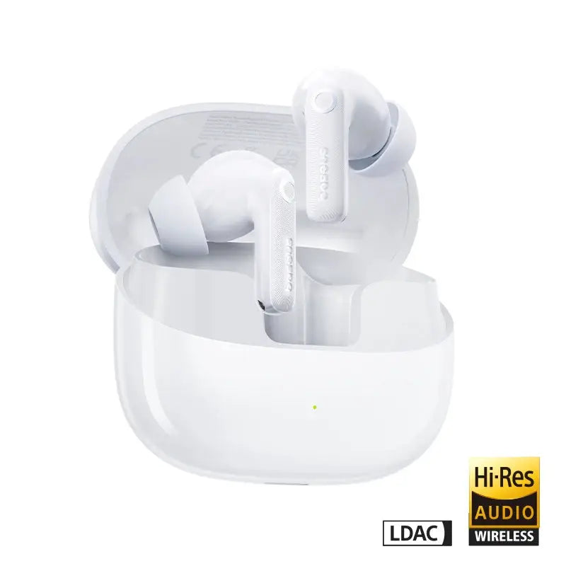 Baseus EP10 Pro ANC wireless earbuds (2) in white charging case with LDAC Hi-Res badge