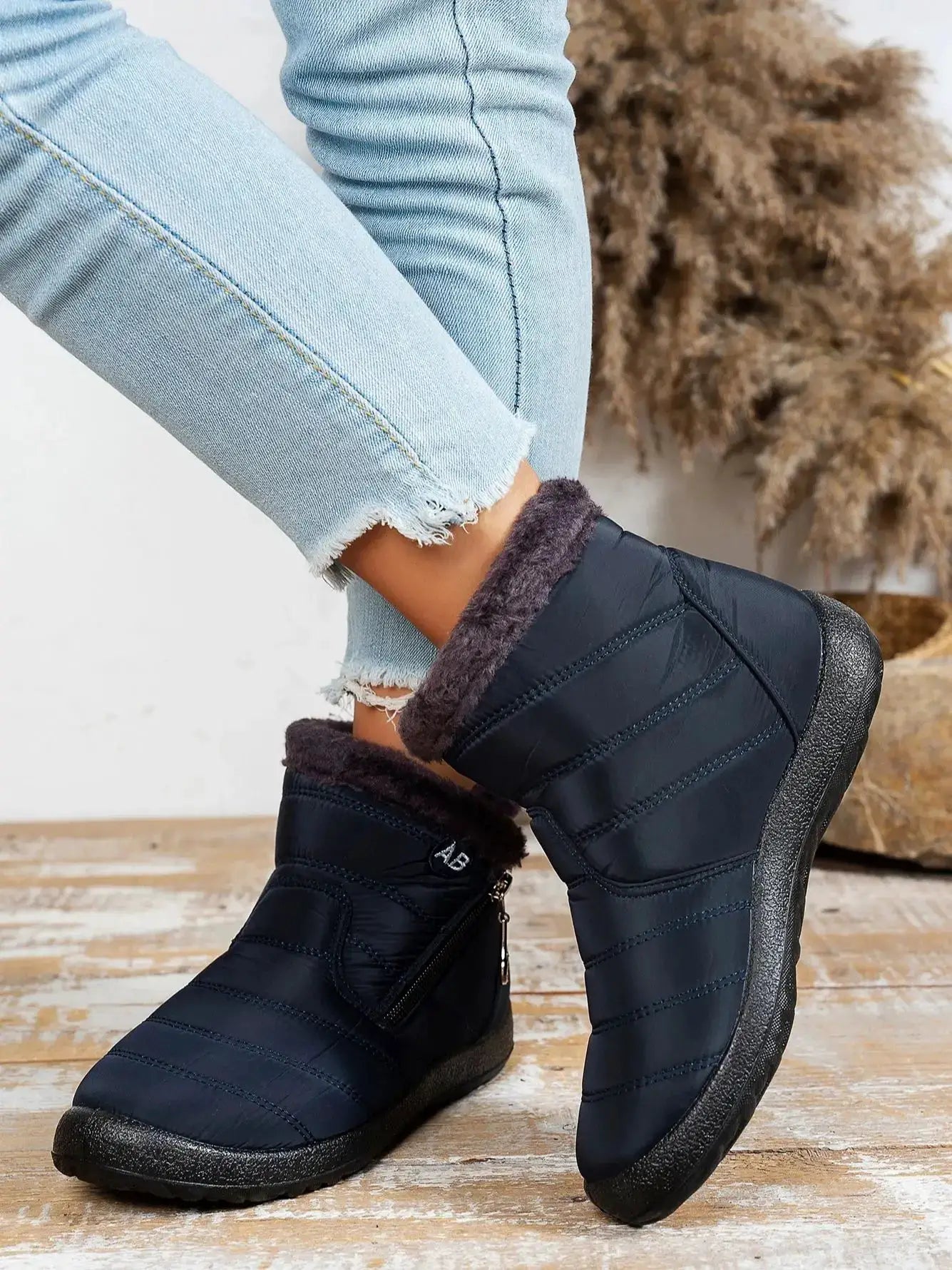 GlacierGuard Womens Winter Waterproof Ankle Snow Boots With Warm Plush Fur Lining For Cold Outdoor Comfort