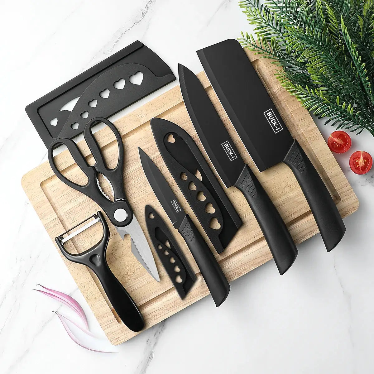 CulinaryCraft 3 And 5 Piece Kitchen Knife Set With High Grade Black Steel Blades And Durable Plastic Handles Gift Ready