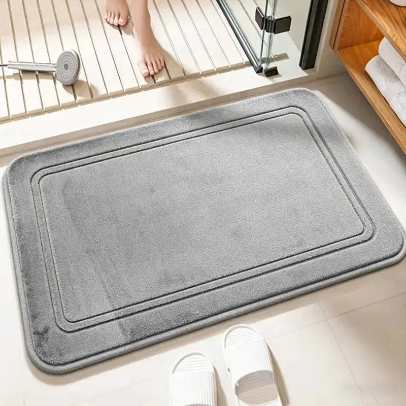 Grey bathroom rug, quick-dry and high-absorption non-slip mat for bathroom decor