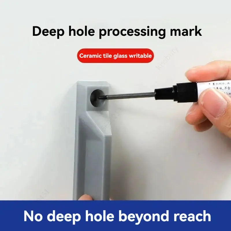 Simples Market 4-piece deep-hole marker set with long nib for metal and woodworking; gray plastic handle
