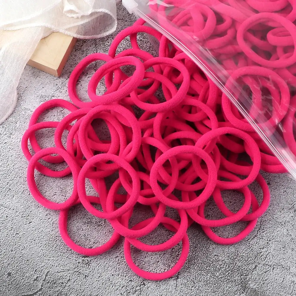 NovaHair 50 Pcs Mixed Colors Hair Bands 4 Cm Elastic Hair Ties Ponytail Holders Gentle Hold For Everyday Ponytails