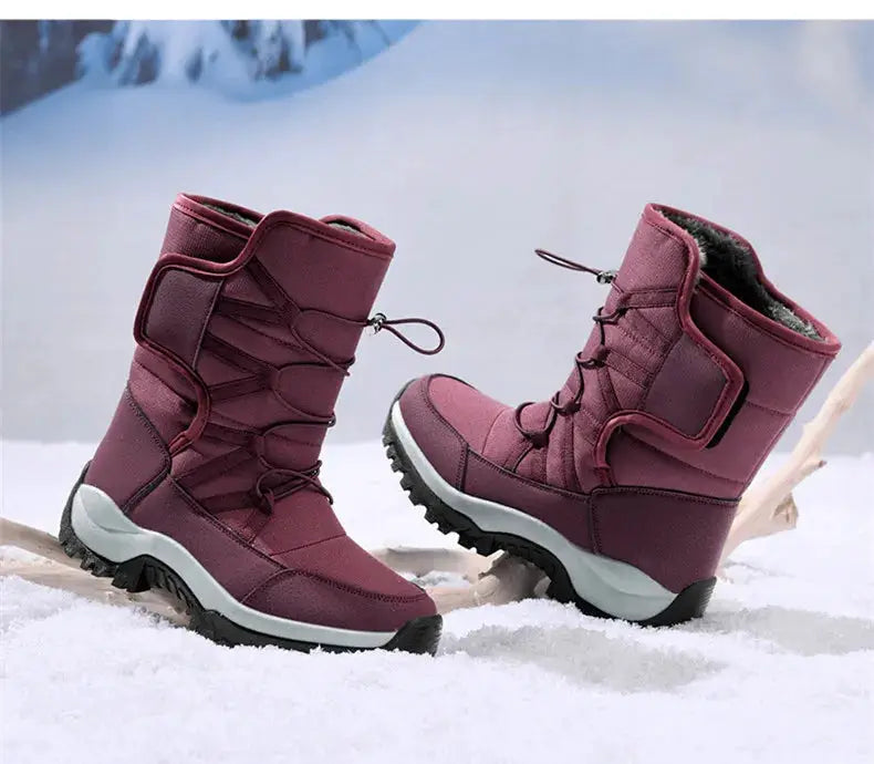 Mens Winter Boots Waterproof Plush Lined Non Slip Outdoor Hiking Ankle Boots All Weather Warmth