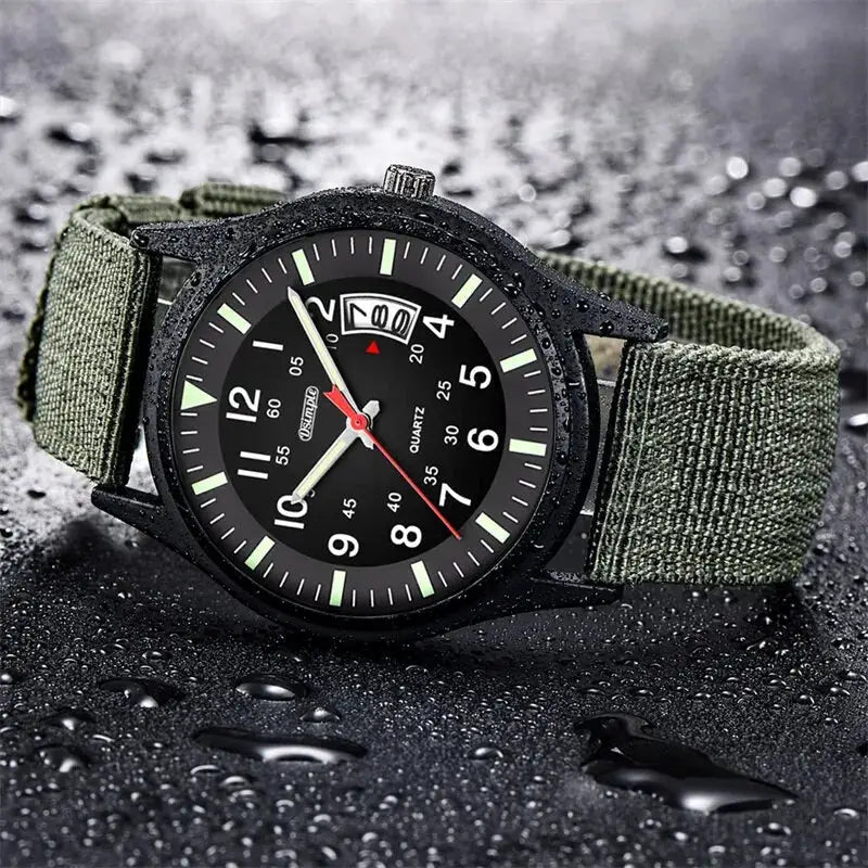 GlobalTime Men Nylon Military Quartz Wristwatch With Date Calendar Luxury Timepiece For Everyday Wear