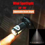 3W mini LED spotlight, black metal, surface-mounted with adjustable beam angle.